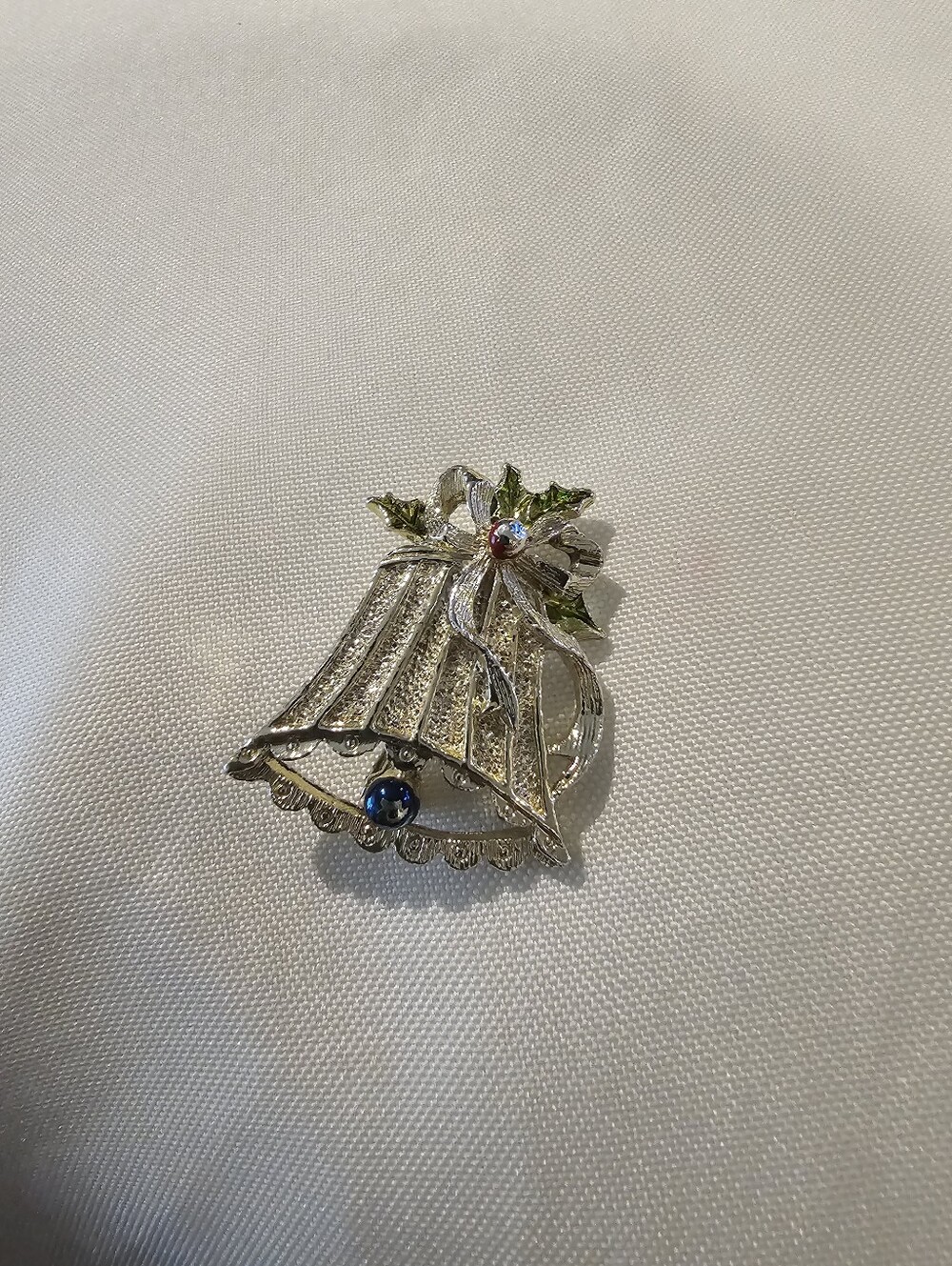 Vintage Silver-Tone Bell Brooch